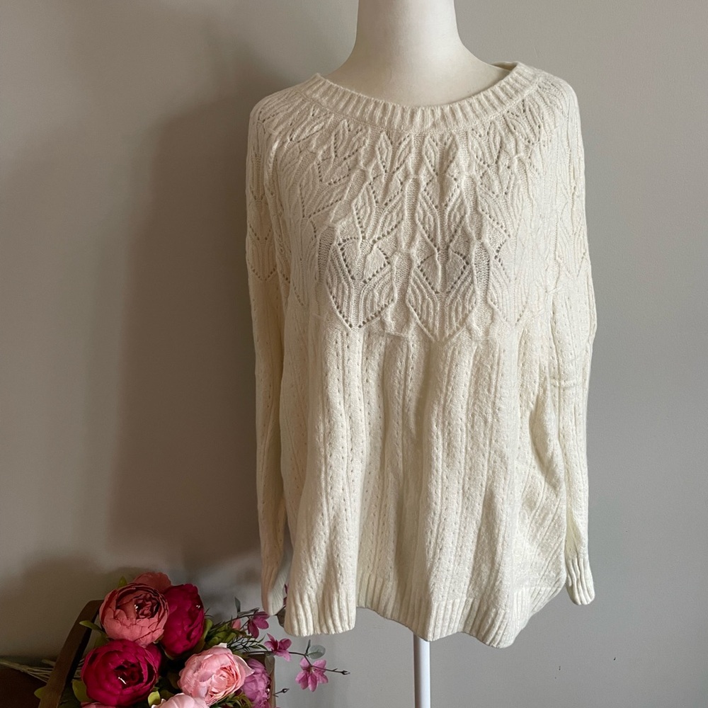 Talbots Cream Cable Knit Sweater